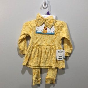 Winnie the Pooh - 3pc Outfit w/ bow - 12 month - NWT
